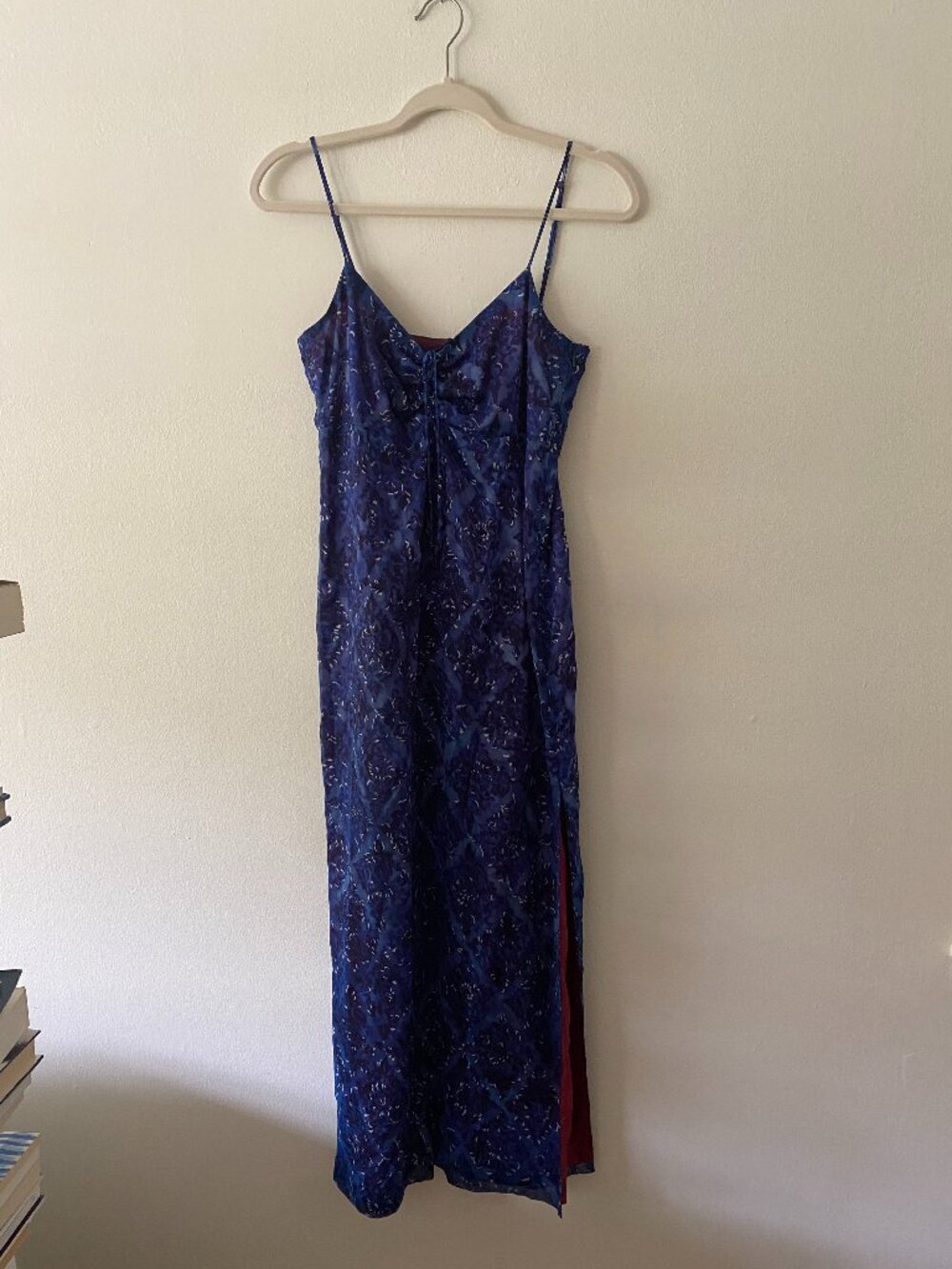 Vintage 1990s Blue Floral Maxi Dress Esprit Boho Grunge Size 8 Summer